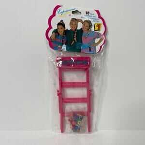 Vintage 90s Y2K Expressions Plastic Earrings 16 Pairs with Ladder Caddy New Pink